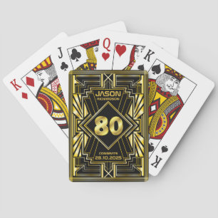 80. Geburtstag Art Deco Gold Black Great Gatsby Spielkarten