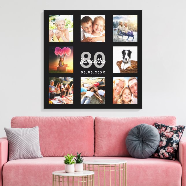 80. Geburtstag benutzerdefinierte Foto Collage sch Leinwanddruck (Insitu (Wohnzimmer))