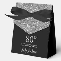 80. Geburtstag Black Silver Glitzer Vielen Dank