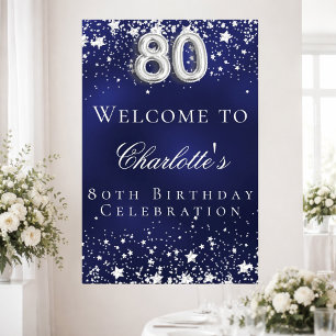80. Geburtstag blauen Silberstars heißen Party wil Poster