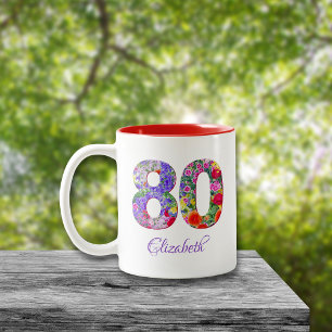 80. Geburtstag Blumenfarbname Tasse