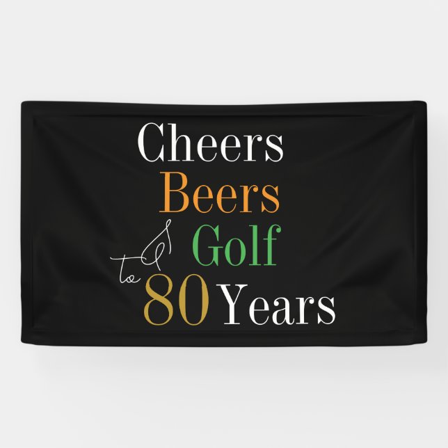 80. Geburtstag Cheers Beers Golf Party Banner (Horizontal)