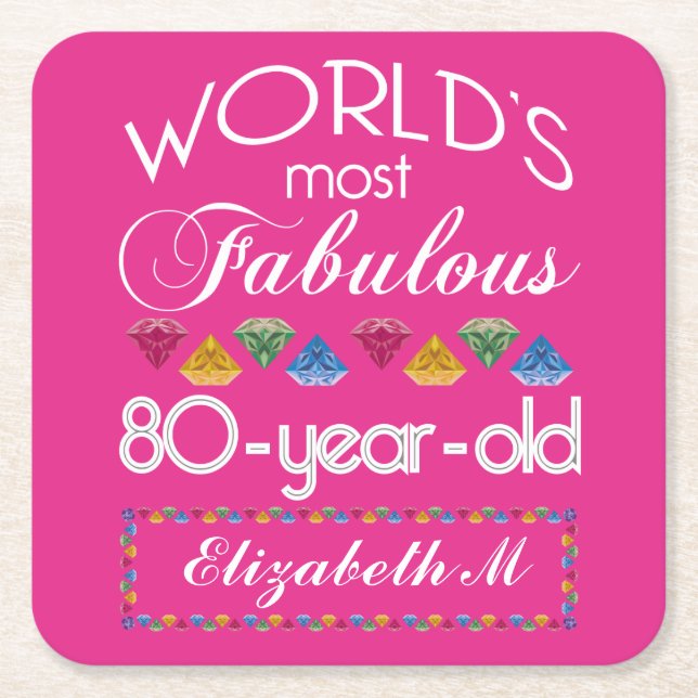 80. Geburtstag das meiste fabelhafte bunte Rechteckiger Pappuntersetzer (Vorderseite)