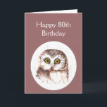 80. Geburtstag der Lieben Sie, niedlicher Karte<br><div class="desc">Glückliches 80.,  achtzig,  niedliche Watercolor-Eule.  Für die denen hat Liebevögel oder -eulen und oder eine Richtung des Spaßes.</div>