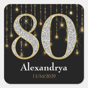 80. Geburtstag Diamonds Gold Vielen Dank für Ihre Quadratischer Aufkleber