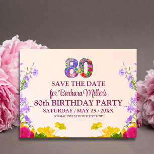 80. Geburtstag florale moderne 80 Jahre Party Ankündigungspostkarte