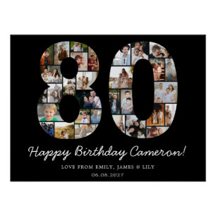 80. Geburtstag Foto-Collage 80. Geburtstagsgesch Poster