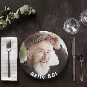 80. Geburtstag Foto hallo 80 Typ Männer Pappteller