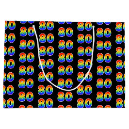 80. Geburtstag: Fun Rainbow Event Number 80 Muster Große Geschenktüte
