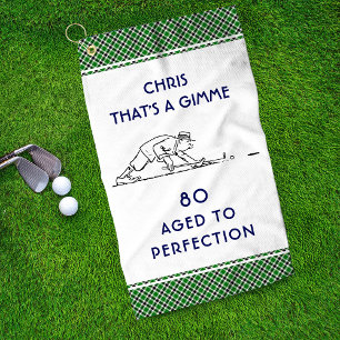 80. Geburtstag Funny Golfer Personalisierter Name Golfhandtuch