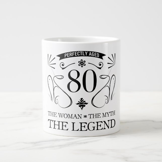 80. Geburtstag für Frauen Jumbo-Tasse (Vorderseite)