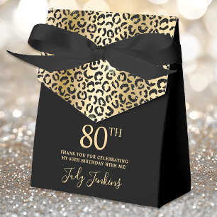 80. Geburtstag Gold Leopardendruck Danke Geschenkschachtel