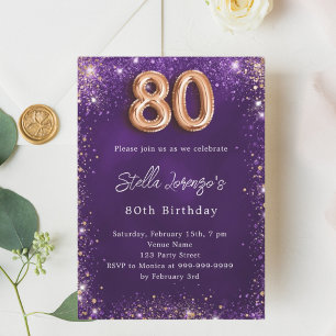 80. Geburtstag Goldprämie der lila Rose Einladung