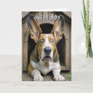 80. Geburtstag Humor mit Basset Hound Karte