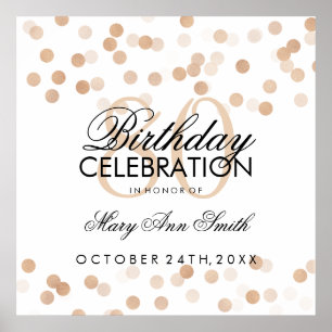 80. Geburtstag Imitate Kupferfolien Glitzer Lights Poster