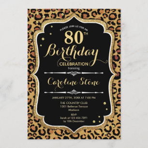 80. Geburtstag - Leopard Print Einladung