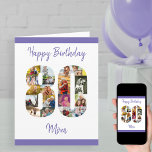 80. Geburtstag Mama Nummer 80 FotoCollage Big Karte<br><div class="desc">Erstellen Sie Ihre eigene 80. Geburtstagskarte mit einer einzigartigen Collage aus Foto. Diese große Geburtstagskarte hat eine große Zahl von 80 voll mit deinen Lieblings-Fotos und kann für Mama oder mit einem Namen personalisiert sein. Die Vorlage ist Set für Sie, um die Nachrichten innerhalb der Karte zu bearbeiten und Ihre...</div>