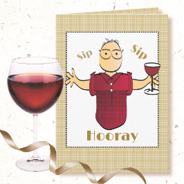 80. Geburtstag Männlicher Cartoon Roter Wein Toast Karte