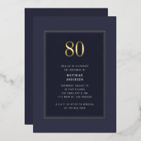 80. Geburtstag Minimal Eleganter dunkler Goldrahme