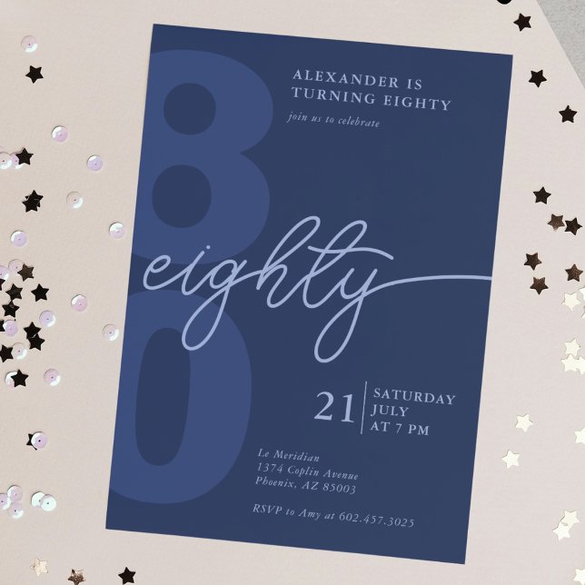 80. Geburtstag Moderne Minimalistische Marine Einladung (Von Creator hochgeladen)