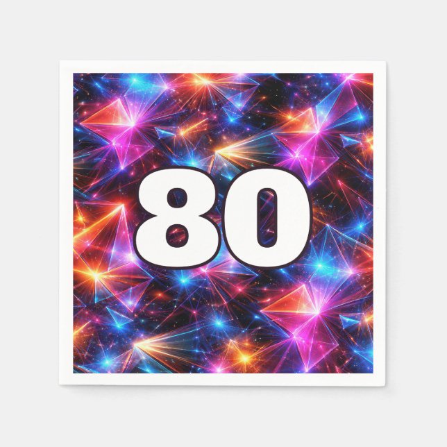 80. Geburtstag Neon-Polygon-Abstrakt  Serviette (Vorderseite)