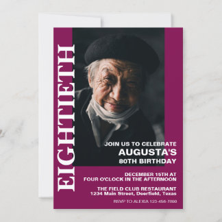 80. Geburtstag oder JEDES ALTER Elegantes Party Einladung