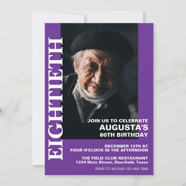 80. Geburtstag oder JEDES ALTER Elegantes Party Einladung (Vorderseite)