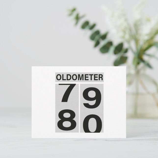 80. Geburtstag Oldometer Ankündigungspostkarte (Stehend Vorderseite)