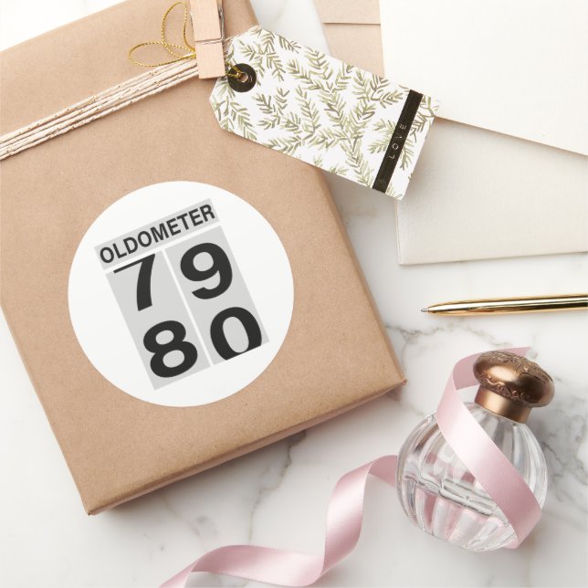 80. Geburtstag Oldometer Runder Aufkleber (Schenken)