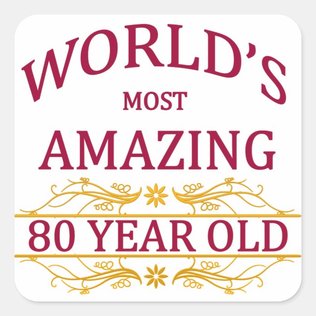 80. Geburtstag Quadratischer Aufkleber (Vorderseite)
