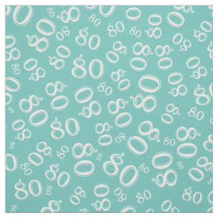 80. Geburtstag Random Number Pattern Aquamarin 80 Stoff