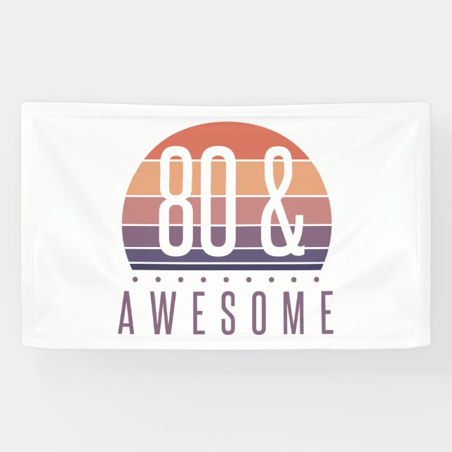 80. Geburtstag Retro Sonnenuntergang Banner (Horizontal)