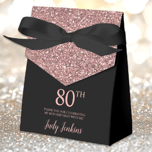 80. Geburtstag Roségold Glitter Dankeschön Geschenkschachtel