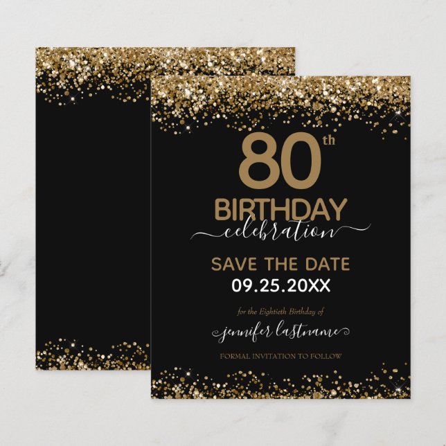 80. Geburtstag Save the Date Einladung (Vorne/Hinten)