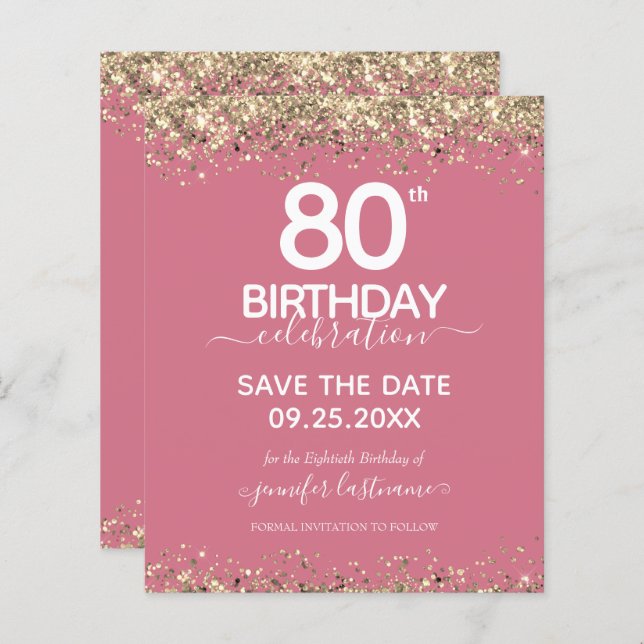 80. Geburtstag Save the Date Einladung (Vorne/Hinten)
