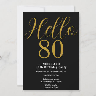 80. Geburtstag Schwarz Gold Chic Geburtstag Einladung