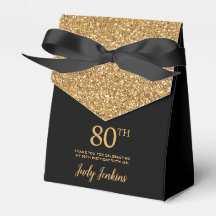 80. Geburtstag Schwarz Gold Glitter Dankeschön