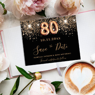 80. Geburtstag schwarzes Glitter Budget Save the D Flyer
