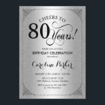 80. Geburtstag - SilberDamaskus Einladung<br><div class="desc">Einladung zum 80. Geburtstag. Elegantes Vintages Imitat silberfarbenes Design mit Damast-Muster. Enthält Skript-Schriftart. Bis 80 Jahre! Kann in jedem Alter personalisiert werden! Nachricht,  wenn Sie weitere Anpassungen benötigen.</div>