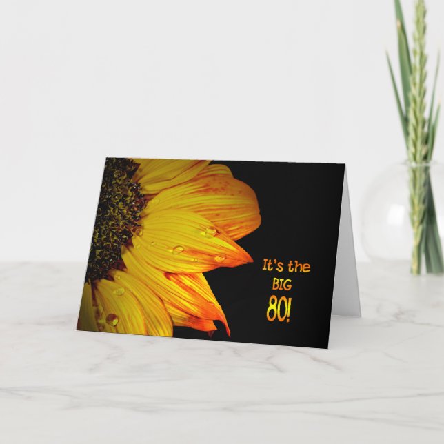 80. Geburtstag Sonnenblume Karte (Vorderseite)