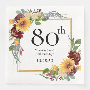 80. Geburtstag Sonnenblumen Serviette