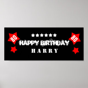 80. Geburtstag Star Banner Individuelle Name V80er Poster