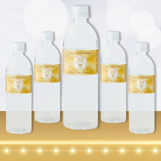 80. Geburtstag Wasserflaschen-Etiketten, Personali (80th birthday water bottle labels. 80th birthday party ideas for her. Personalized Bottle Labels.)
