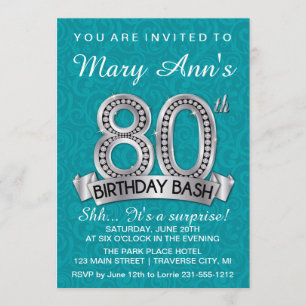 80. Geburtstags-Einladungs-Diamant-Meilenstein Einladung