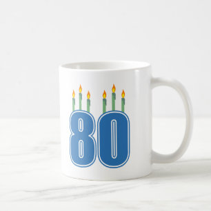 80 Geburtstags-Kerzen (Blau/Grün) Kaffeetasse