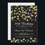 80. Geburtstags-Party-Goldsilber-Glitzer-Sterne Einladung<br><div class="desc">Eleganter u. moderner 80. (eightieth) Geburtstags-Party-Goldsilber-Glitzer hat (Imitateffekt - nicht ein wirklicher Glitter) Einladungsschablone in der Hauptrolle.</div>