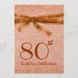 80. Geburtstags-Party-orange Damast-Schablone Einladung