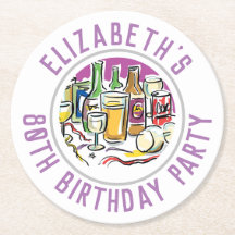 80. Geburtstags-Rundpapier-Untersetzer