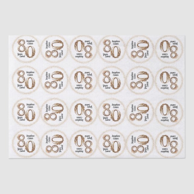 80. Geburtstags-Tissue Paper Seidenpapier (Vorderseite)
