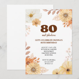 80. Geburtstagsfeier mit eleganten Blume Einladung